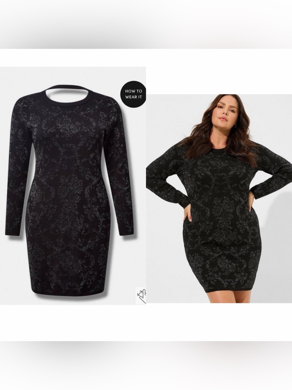 NWOT Torrid black Mini Jacquard Bodycon Dress SZ 2X